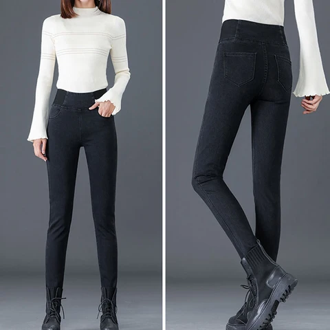 Oversize 26-38 Black Skinny Pencil Jeans Women High Waist Slim Denim Pants Stretch Leggings Vaqueros Casual Pantalones Jean 2023