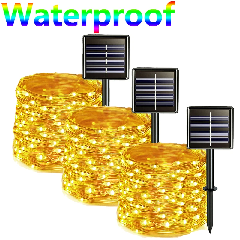 

LED Solar Light Outdoor Waterproof Fairy Garland String Lights Christmas Festoon Led Light Garden Solar Lamp 7/12/22M 50-200LED