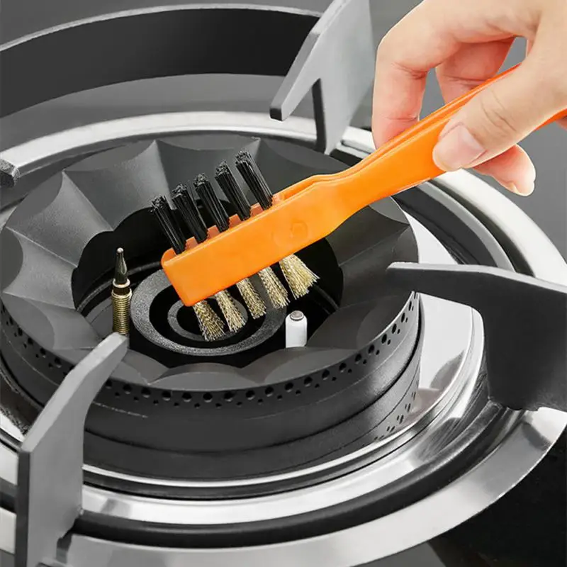 

Cooktop Cleaning Brush Kitchen Dual Head Brush Stove Top Sink Scourer Kitchen Gadget Gas Double-sided Decontamination Brush Tool