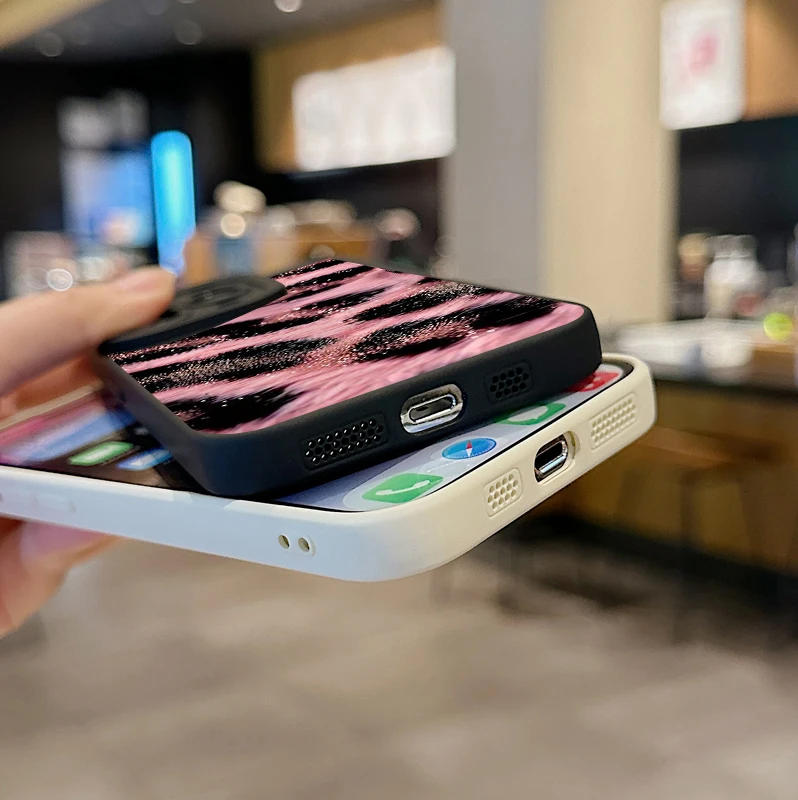 Фото Новый роскошный чехол для телефона с розовым леопардовым принтом для iPhone 14 15 13 12 11 Pro 16 17 Pro Max XS XR 7 8 Plus ShockProof Back Funda Case №5