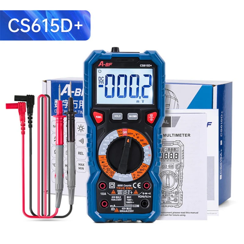 

Digital Multimeter Tester A-BF CS830L Voltmeter Ammeter Resistance Tester Ohmmeter Transistor Peak Backlight Data Hold Manual
