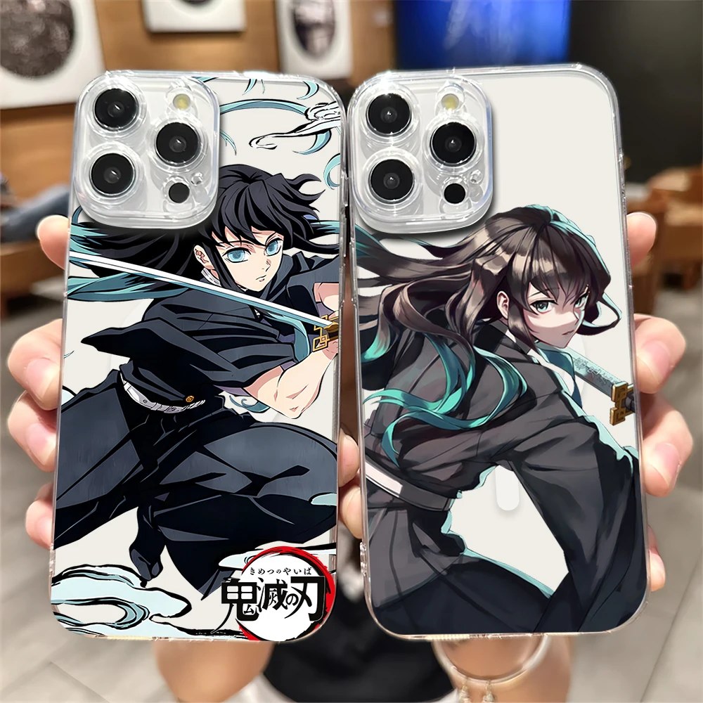 Bilibili T-Tokitou M-Muichirou Phone Case For iPhone 12 13 14 15 16 Pro Max Plus Magesafe Magnetic Transparent Charge Soft Shell