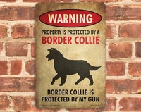 warning beware of dog border collie funny metal sign