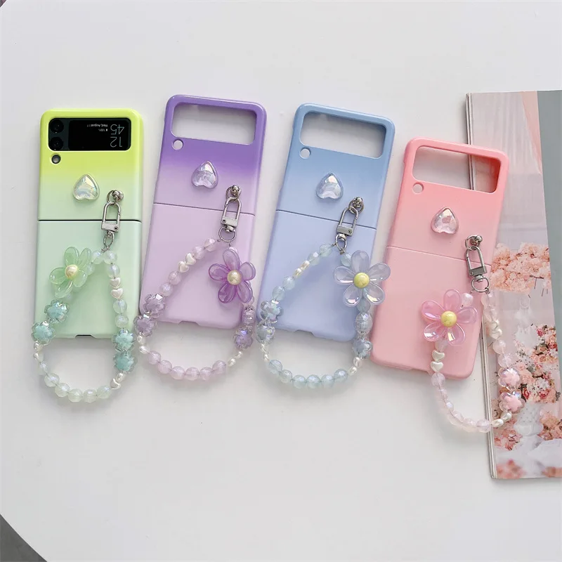 

Flower Chains Gradient Color Phone Case for Samsung Galaxy Z Flip 3 Z Flip 4 Hard PC Back Cover for ZFlip3 ZFlip4 Case Shell