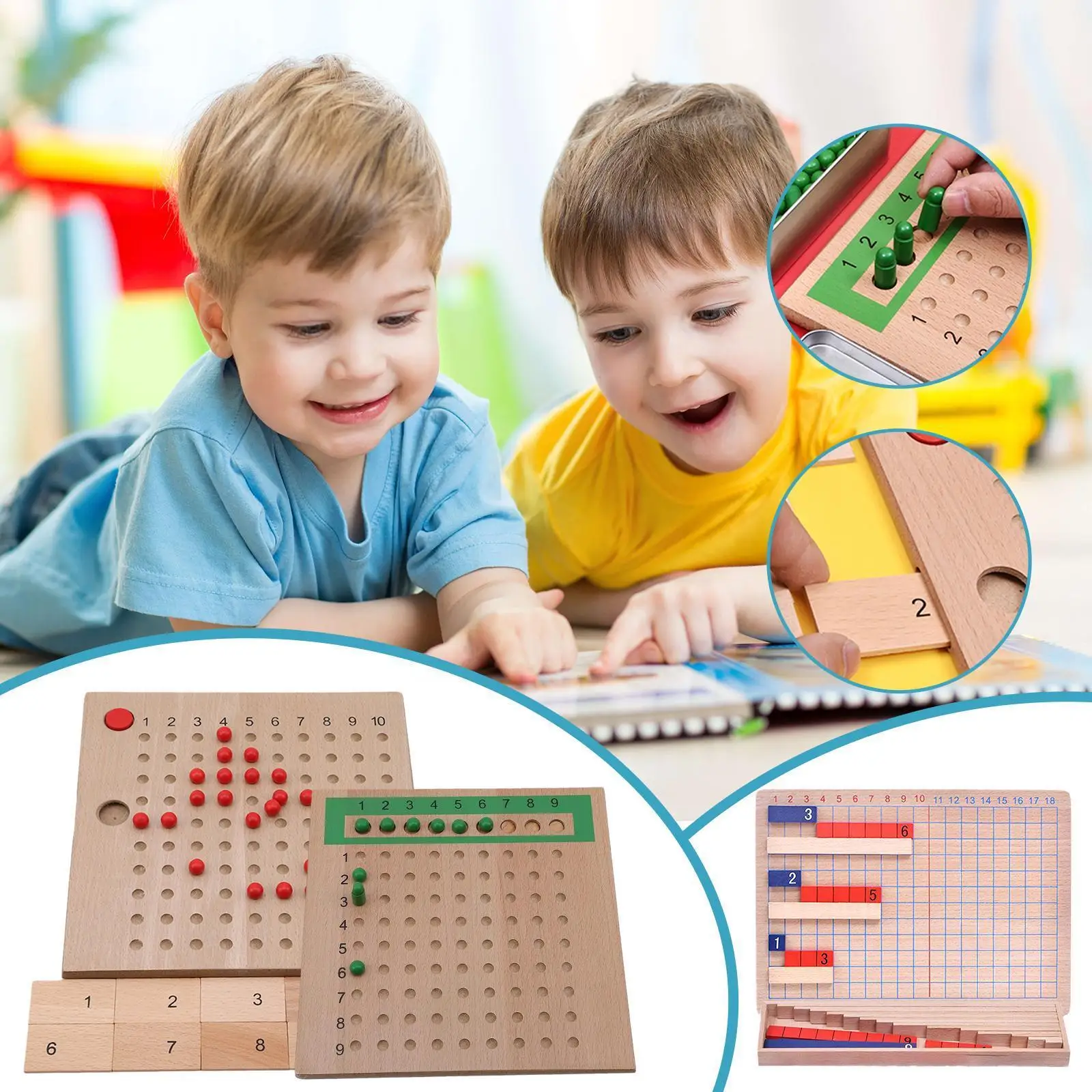 

Wooden Montessori Multiplication Addition and Subtraction Board Game Math Table Puzzle Game For Kids Toys T4T2