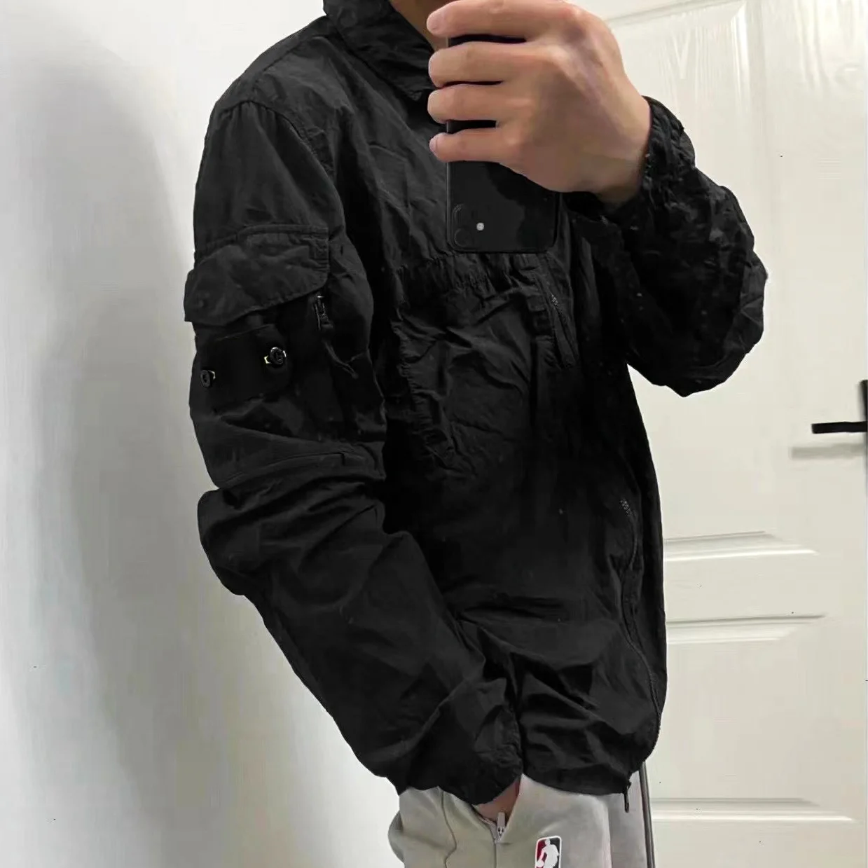 

Мужская куртка с отложным воротником STONE High street, свободная тонкая рубашка с карманом на руку и вышивкой компаса