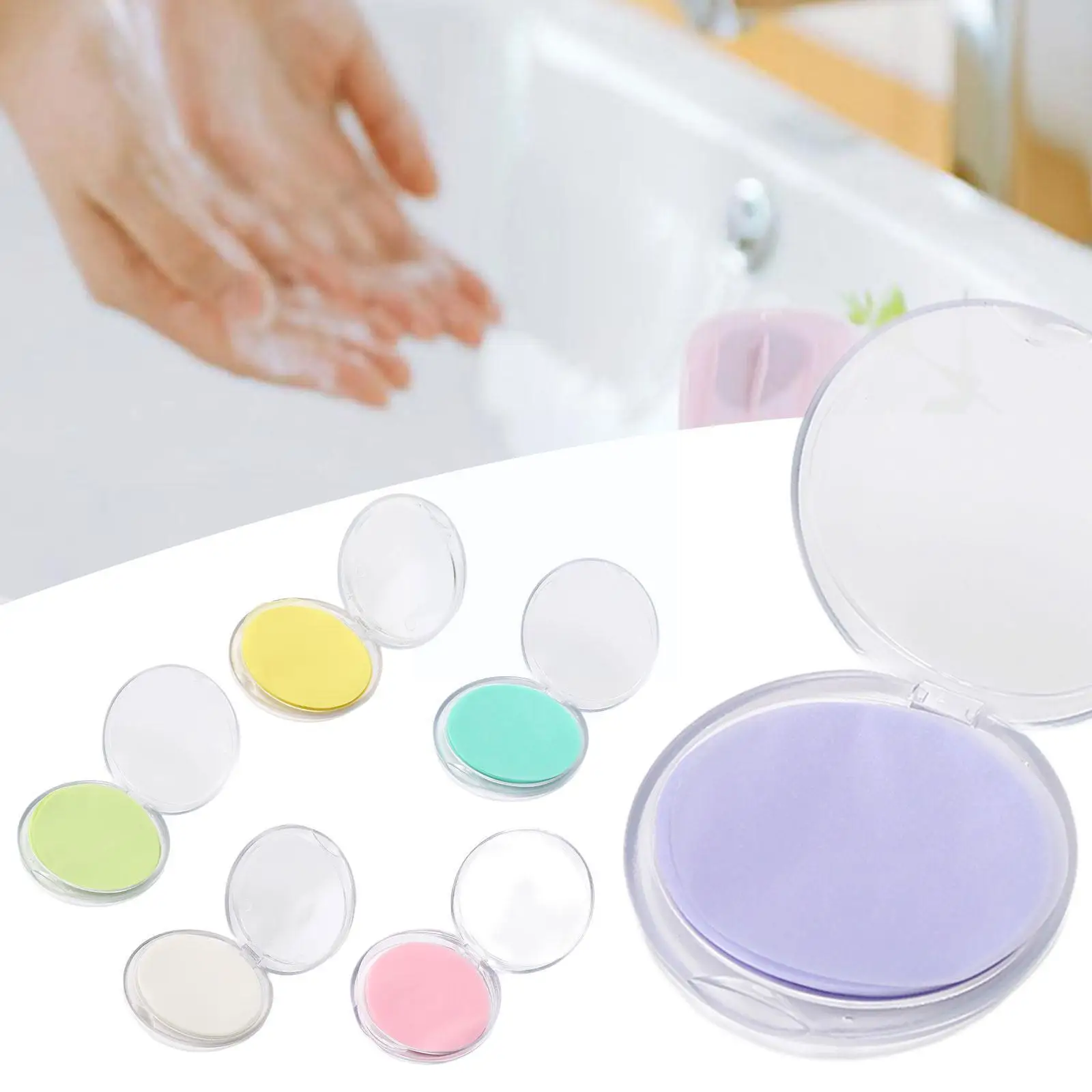 

Одноразовое мыло, бумага для мытья рук, портативные мини-таблетки для мыла для мужчин, простыня, уличные дорожные принадлежности, 6 цветов, ...