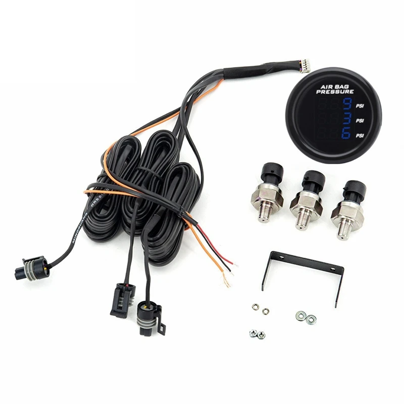 

Three-Display Air Pressure Gauge PSI Air Suspension with 3Pieces 1/8NPT Electrical Sensors