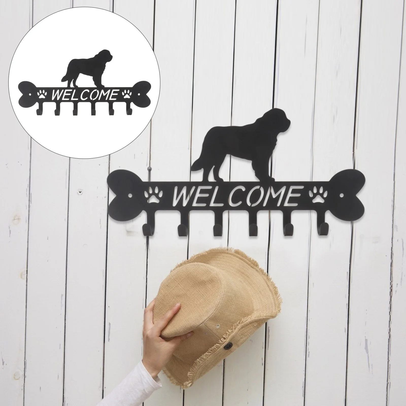 

1Pc Dog Design Wall Hook Home Decorative Hook Iron Craft Ornament Black