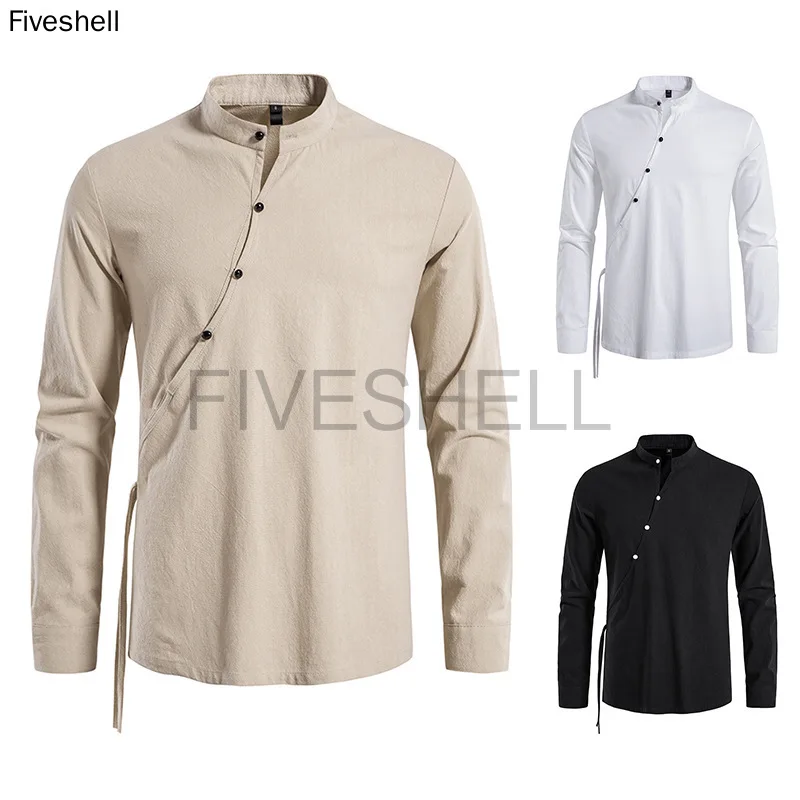 2023 Men Medieval Gothic Renaissance Shirts Vintage Long Sleeve Lace Up Casual Shirt Spring Autumn Coat for Men Cosplay Daily