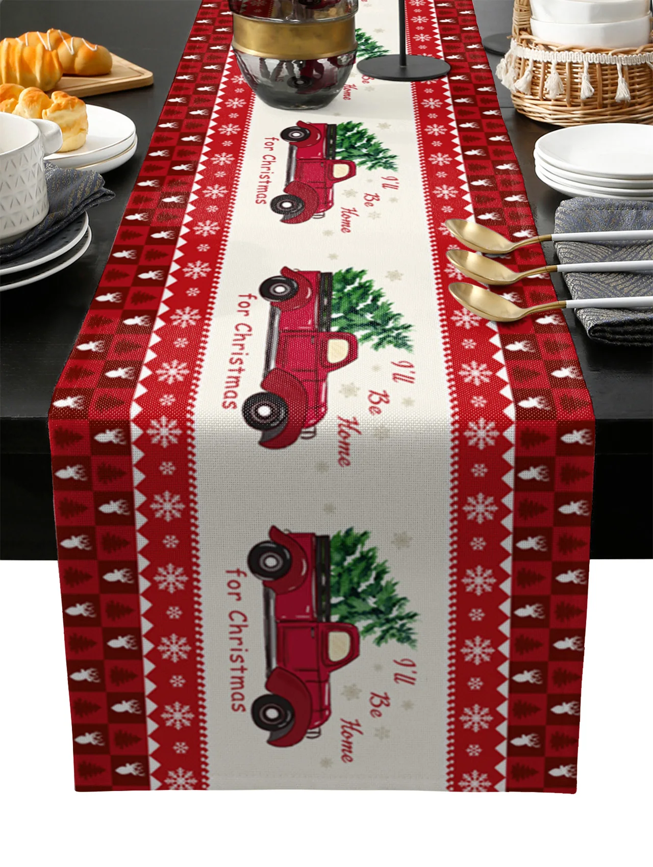 

Christmas Truck Table Runner Wedding Festival Table Decoration Home Decor Kitchen Table Runners Placemats