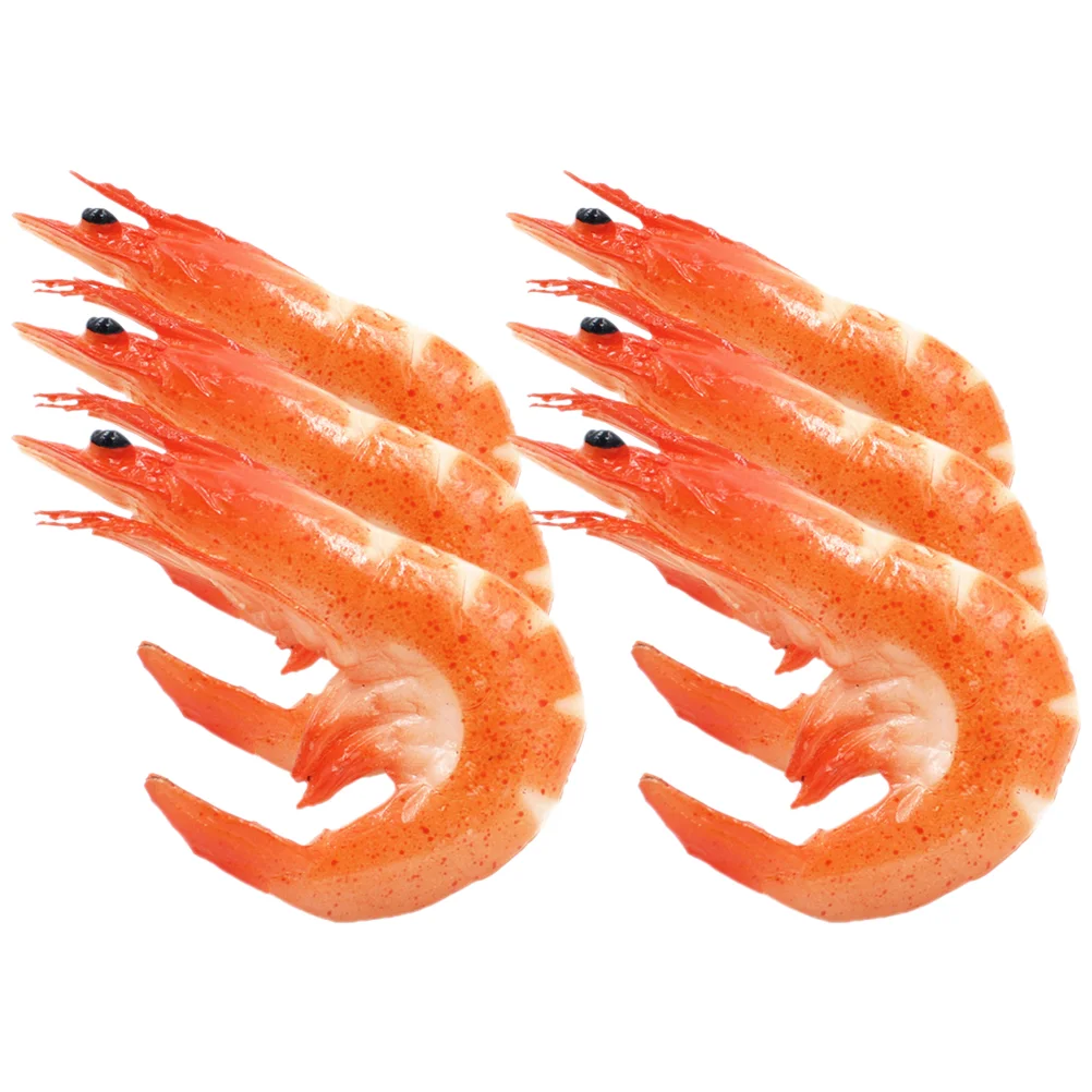 

6 Pcs Animal Toy Wild Shrimp Model Food Shrimp Decoration Marine Animal Figures Simulated Food Model Simulation Cooked Shrimps