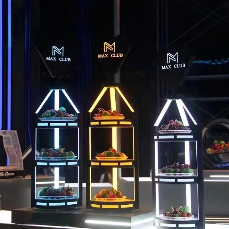 

Светящаяся подставка для фруктов KTV Bar VIP, многослойная металлическая подставка для фруктов из нержавеющей стали, роскошная высококлассная ...
