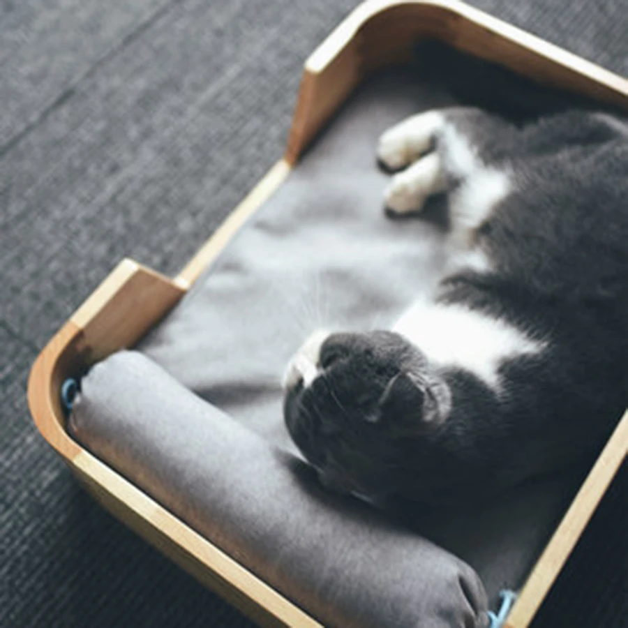 

Solid Wood Pet Bed Cats Dog Beds House Wooden Soft Kitten Litiere Bamboo Kedi Evi Legowisko Dla Kota Kennel Katten Mat