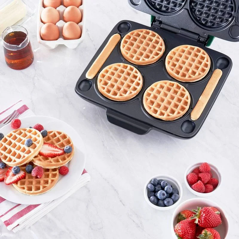 

Mini Maker Four Mini Waffles, Perfect for Families and Individuals, 4 Inch Dual Non-stick Surfaces with Quick Release & Clean