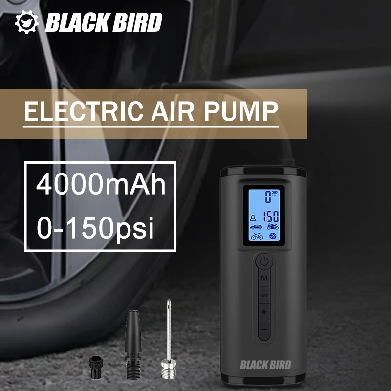 Blackbird Electric Portable Tire Inflator Car Air Compressor Bicycle Rechargeable Air Pump for Bike/Balloon Bike Accessories