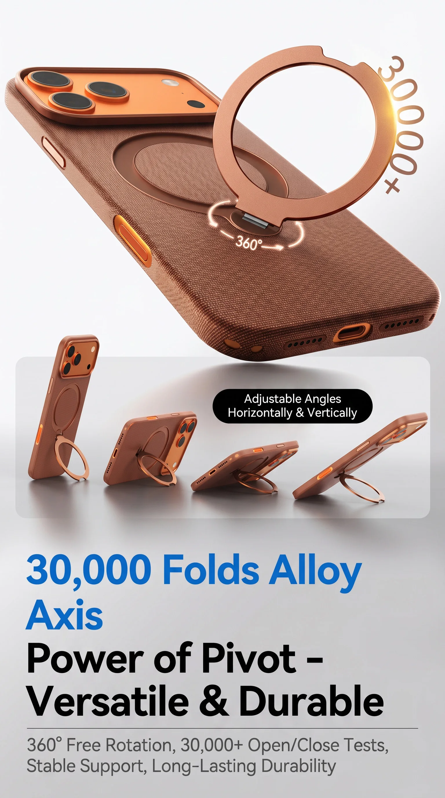 Фото Чехол HANNUO Luxury Tech Woven с магнитной адсорбцией для iPhone 17 Pro Max, совместимый с беспроводной зарядкой MagSafe, с подставкой №4