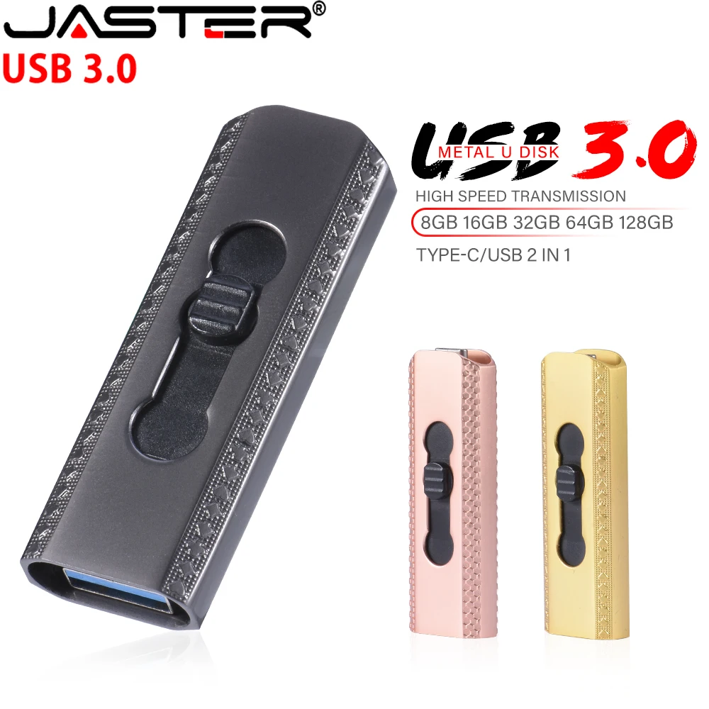 

Флэш-накопители JASTER стандарта USB для смартфона объемом 64 ГБ, металлическая флэш-карта памяти цвета розового золота, флэш-накопитель со скрыт...