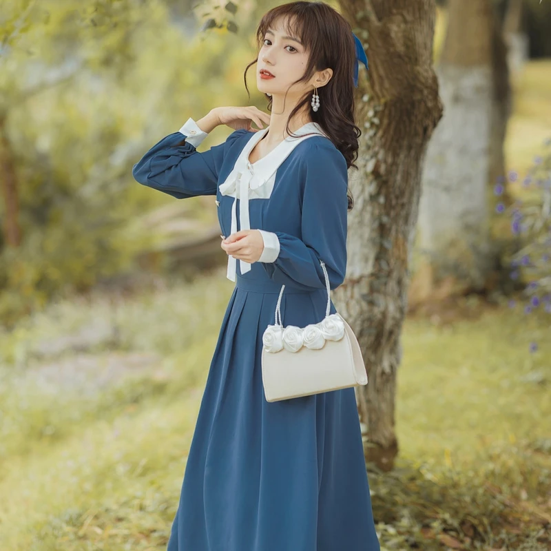 

The original spring wind doll brought new girl college cultivate one's morality show thin long-sleeved dress