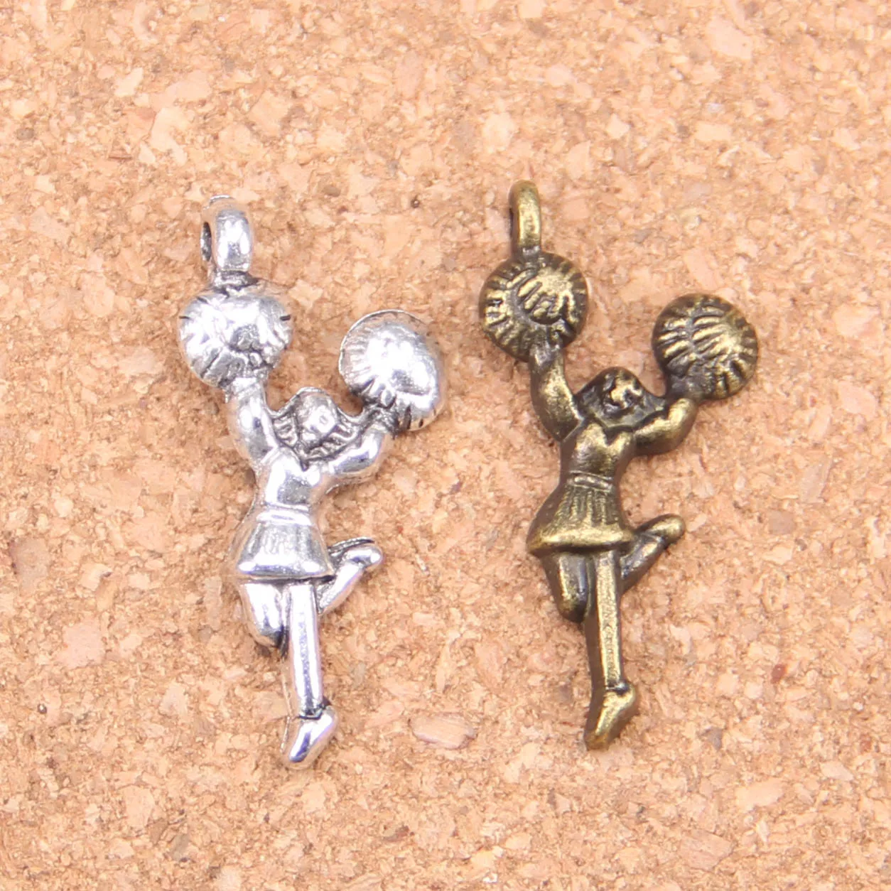 

90pcs Charms cheer cheerleader 29x14mm Antique Pendants,Vintage Tibetan Silver Jewelry,DIY for bracelet necklace