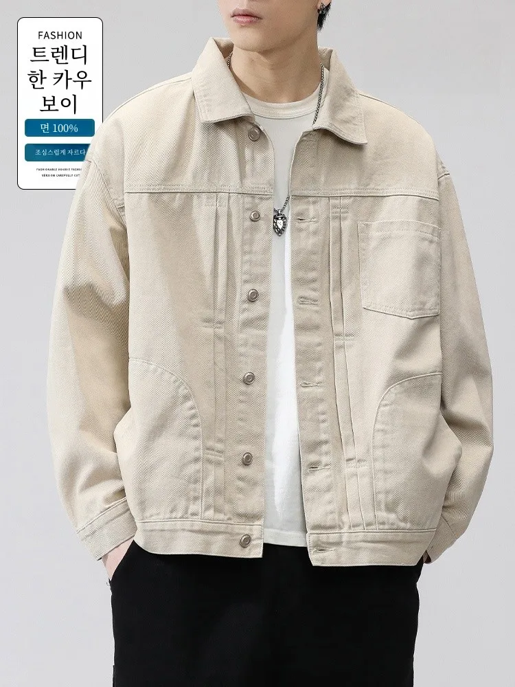 Senma up Gson Fashion Brand Denim jacket Men's Autumn High Sense Cargo Outerwear Pu Shuai Shirt Spring and