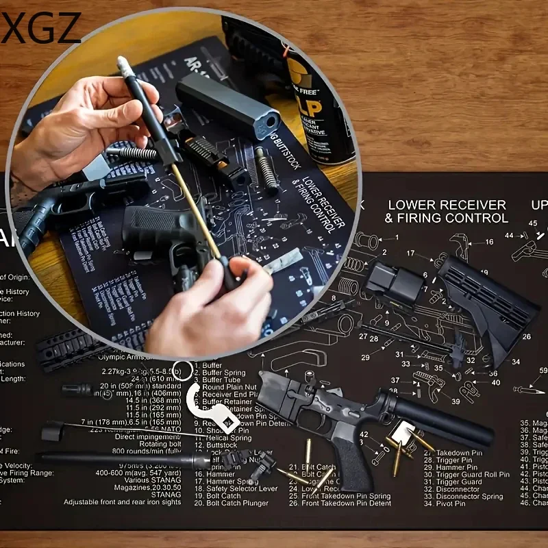 90x40 AR15 USP Remington Gun Чистящий коврик для мыши и детали Инструкции по рисованию