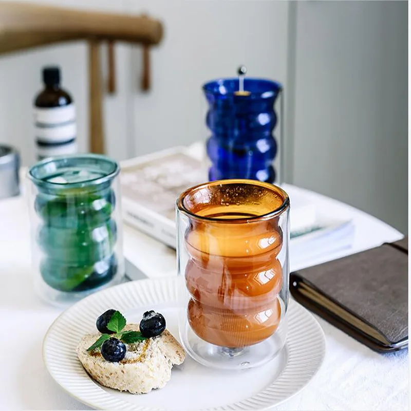 

Japanese-Style Glass Heat-Resistant Glass Brewing Cup Striped Glass Tea Office Juice Coffee Milk Cup Wine Glass Bar Cup