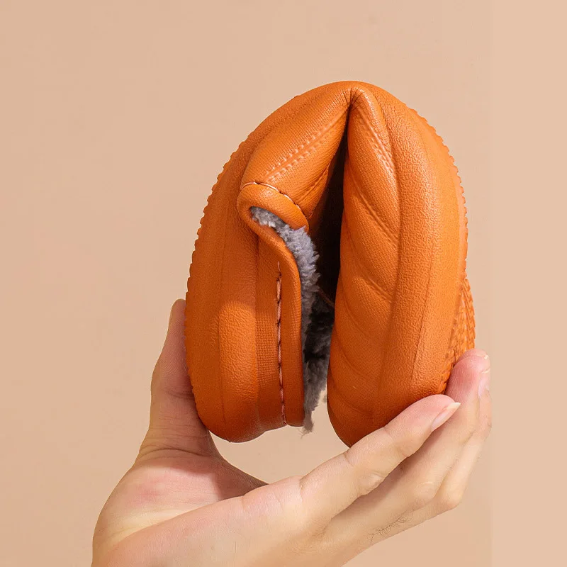 Зимние теплые тапочки женские водонепроницаемые Нескользящие шлепанцы на