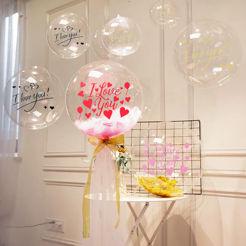 2Pcs DIY Balloon Sticker Red I Love You Bobo Transparent Wedding Valentine's Day Birthday Party Decoration |