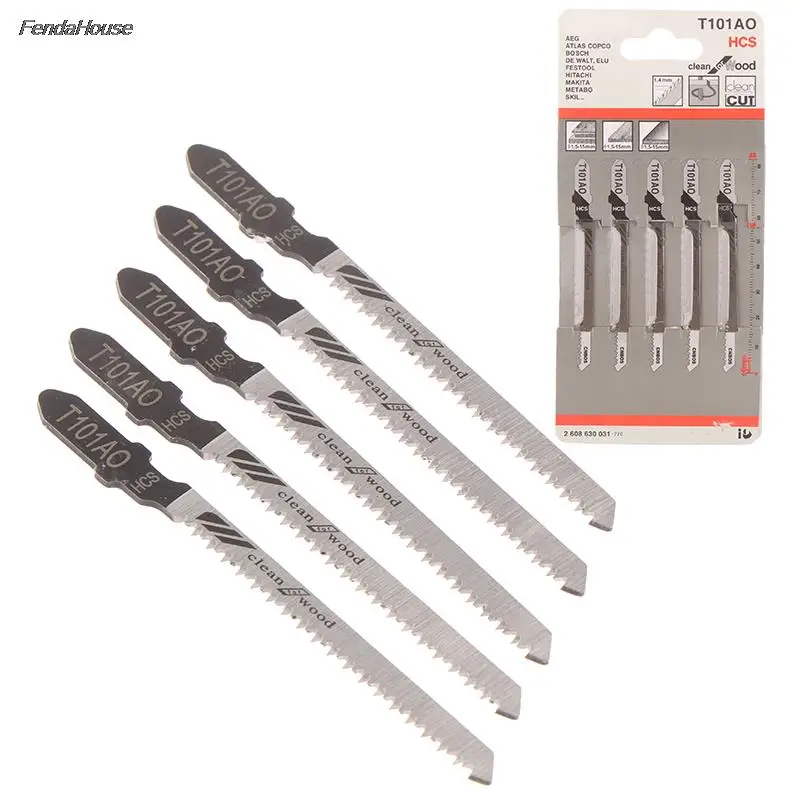 5PCS/set T101AO HCS T-Shank Jigsaw Blades Curve Cutting Tool For Wood Plastic Saw Cut