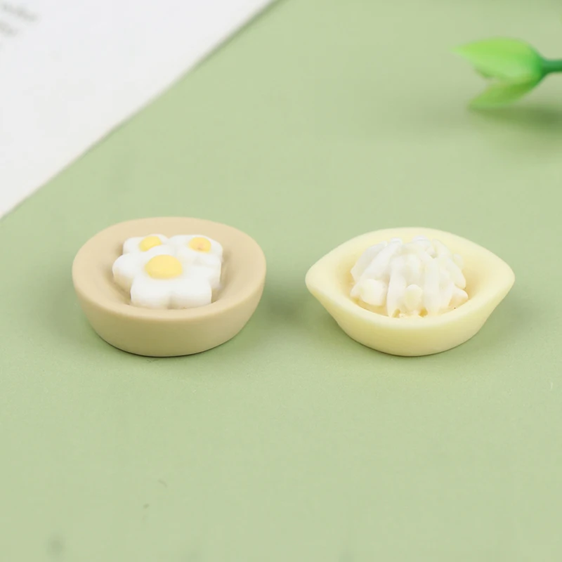 

10 Set New Simulation Food Play A Bowl Of Rice Omelette Mini Cute 1:12 Dollhouse Cream Gel Phone Case Diy Decorative Accessories