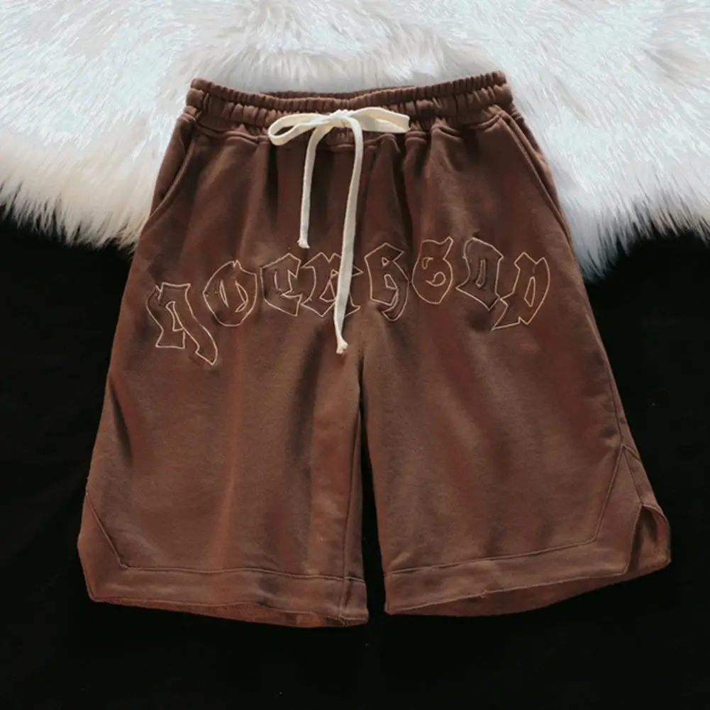 

Men's Clothing Sports Shorts for Men/Gym Summer Men Shorts Embroidery Letters Drawstring Pockets Straight Short Pants Streetwear