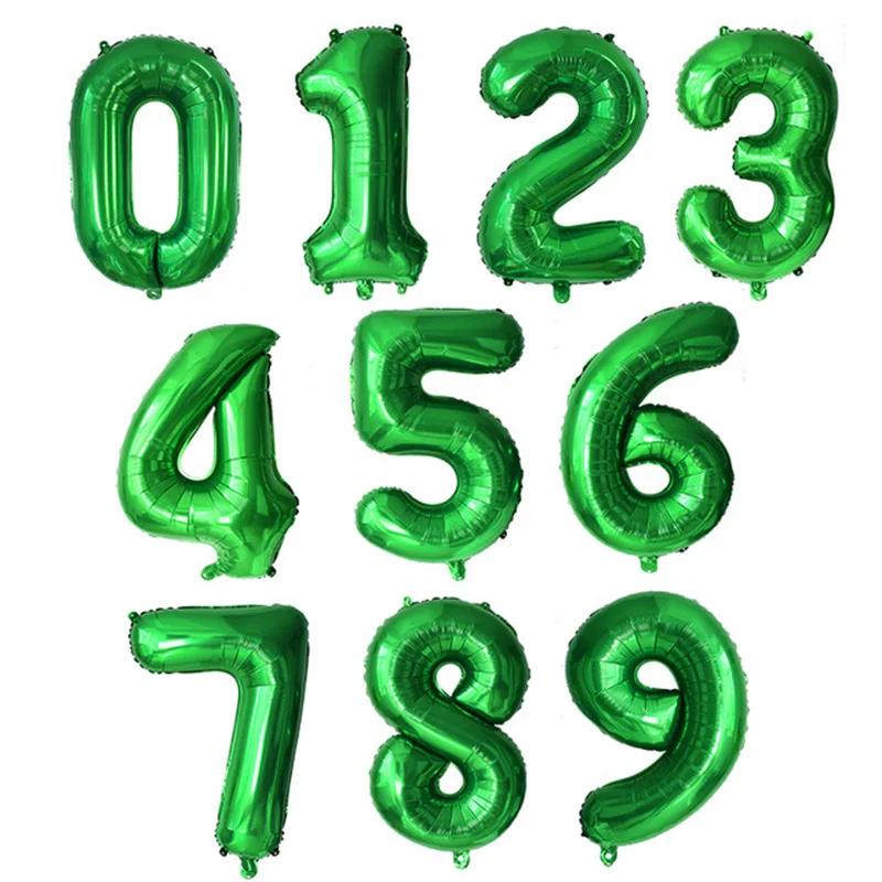 

1 piece of 16-inch American version slim green number balloons birthday decoration birthday party aluminum balloons wholesale