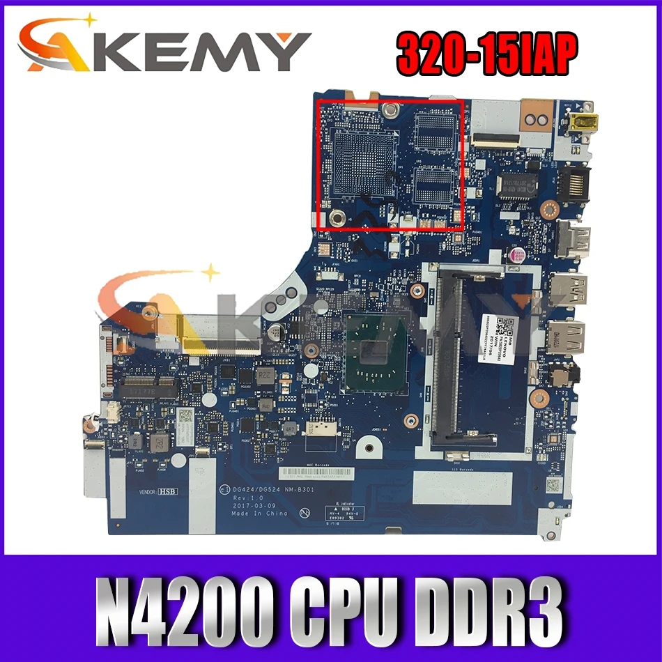 

Akemy For Lenovo 320-15IAP Laptop Motherboard DG424 DG524 NM-B301 Motherboard CPU N4200 DDR3 100% Test Work Free Shipping