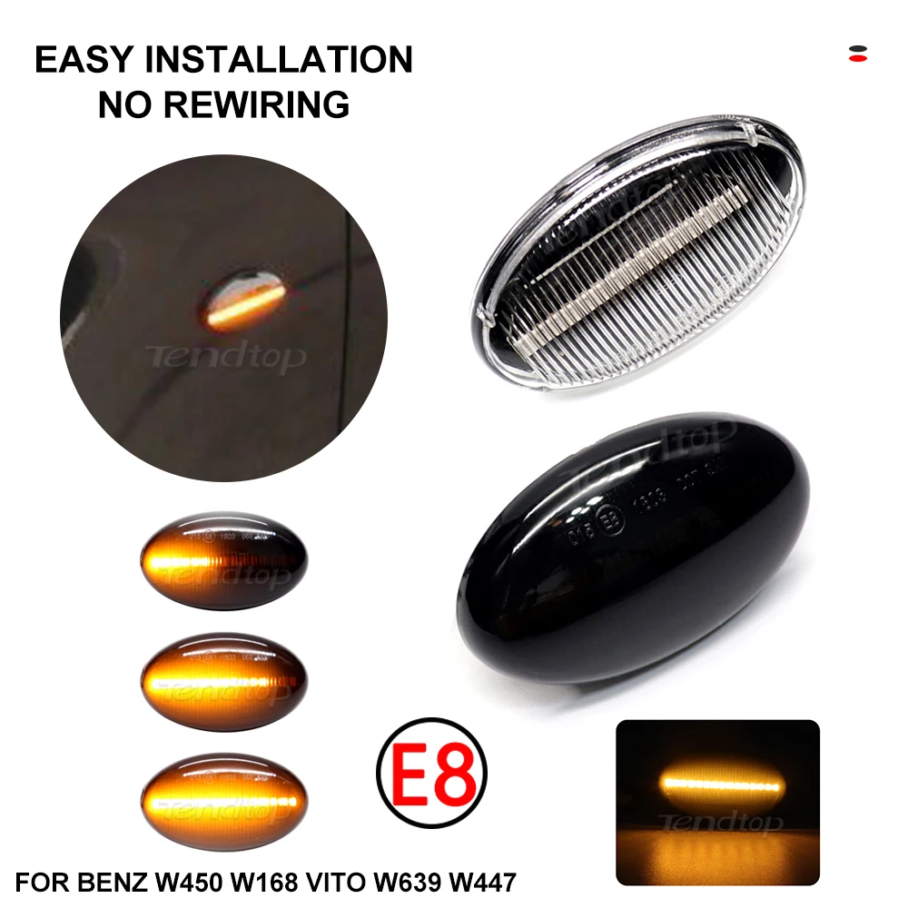 

Светодиодная лампа указателя поворота для Mercedes Benz Smart 450 452 A-Class W168 Vito W639 W447 Citan 415, автомобильный динамический боковой указатель поворота
