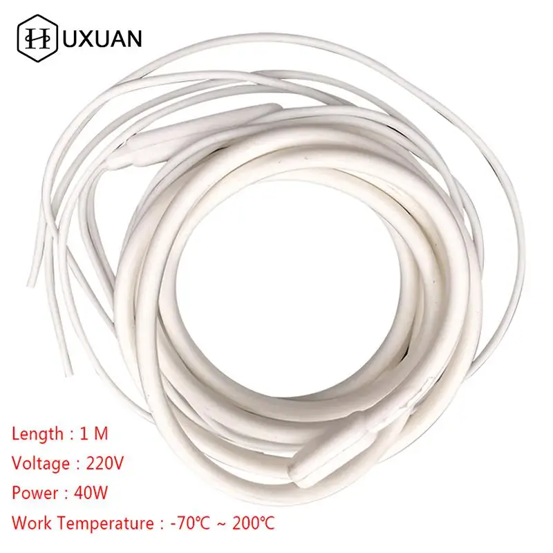 

1 Meter 220-230V 70 Celsius 40W Waterproof Silicone Insulated Heater Wire Unfreezer For Drain-pipe Electrical Wires