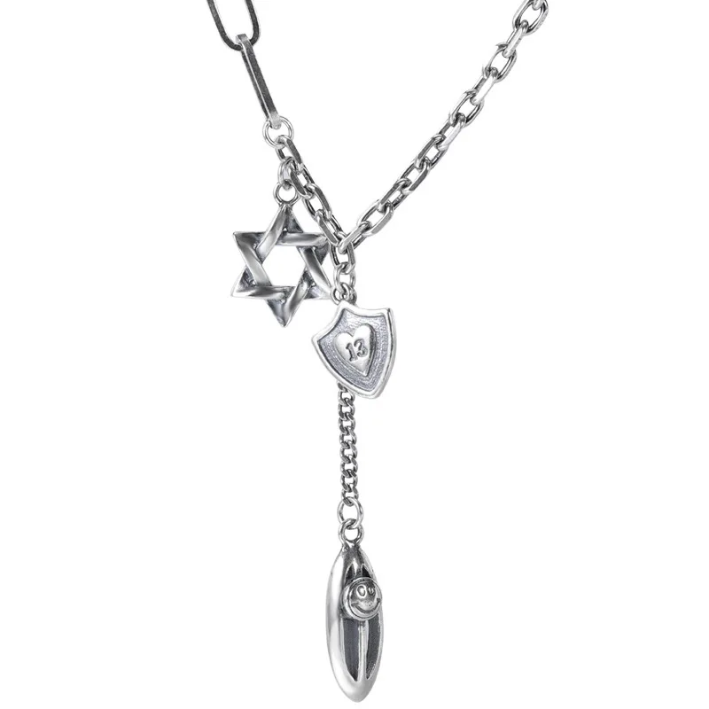 MEETSOFT серебро 925 пробы ретро заостренная пятиконечная звезда экран разнообразные