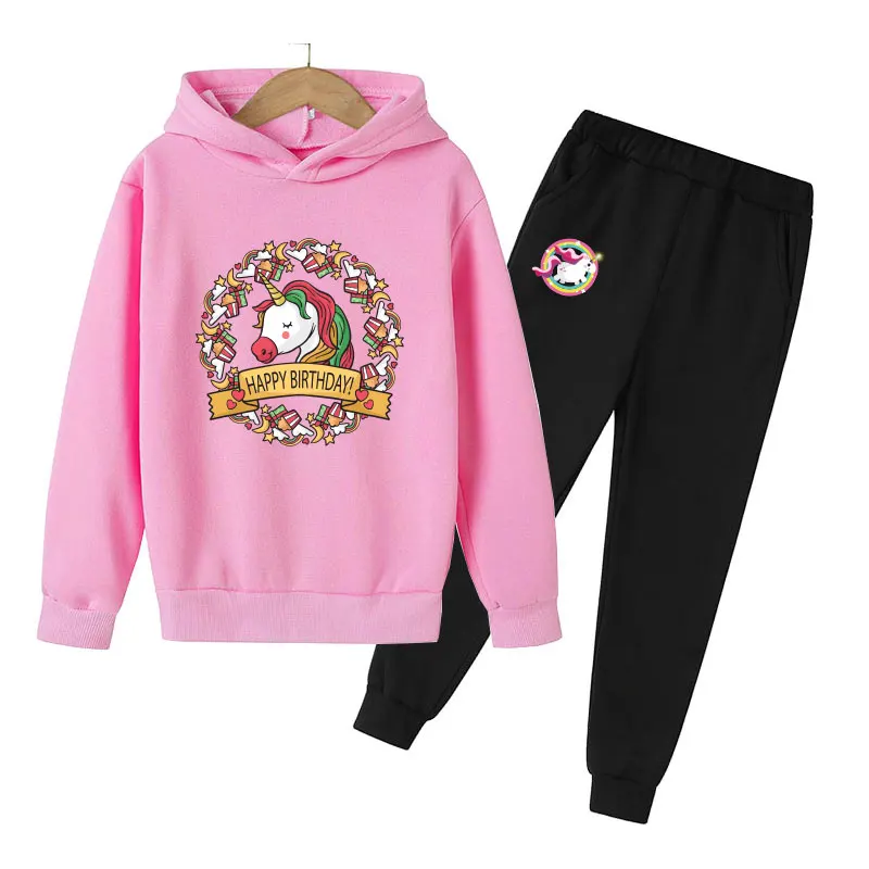 

New Cute Unicorn Boys Clothing Sets Autumn Boys Clothes Casual Outfit Hoodies+Pants Kids 2P Teen Children Clothing Suit 4-14Y