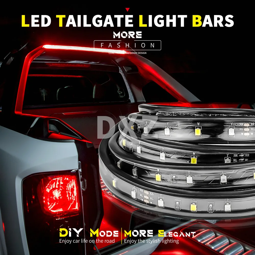 

DXZ 48 60 Inch Car Brake Turn Light Warning Signal Flexible LED Strip Pickup Truck Rear Tail Running Reverse Lamp 12V 24V Red