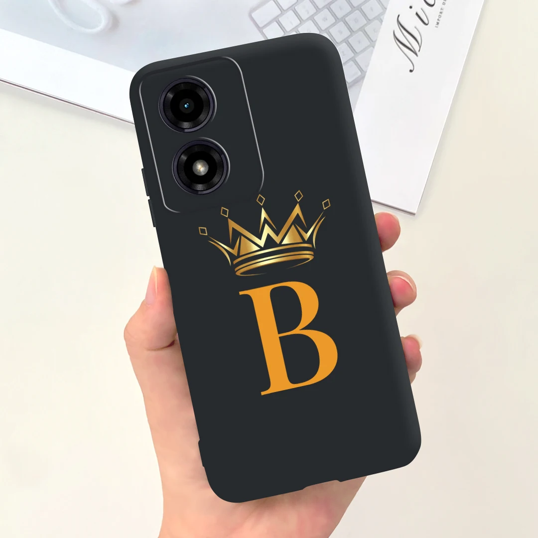 Чехол для Motorola Moto G04 G04s задняя крышка с милыми коронами и буквами мягкие чехлы