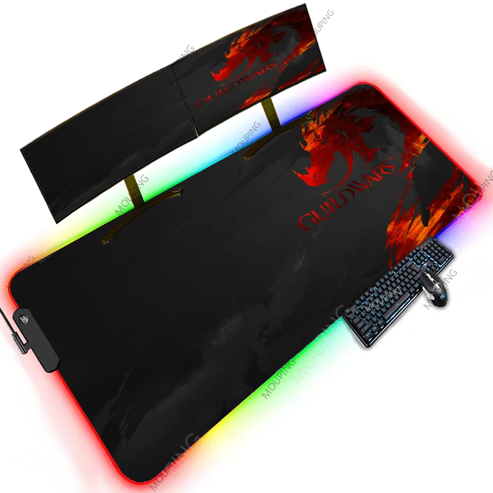 

Guild Wars 2 Mouse Pad LED Carpet Gaming Cushion Desk Decoration Notebook Keyboards Ultra Large 1200x500 RGB Pc Mat Cool Rugs