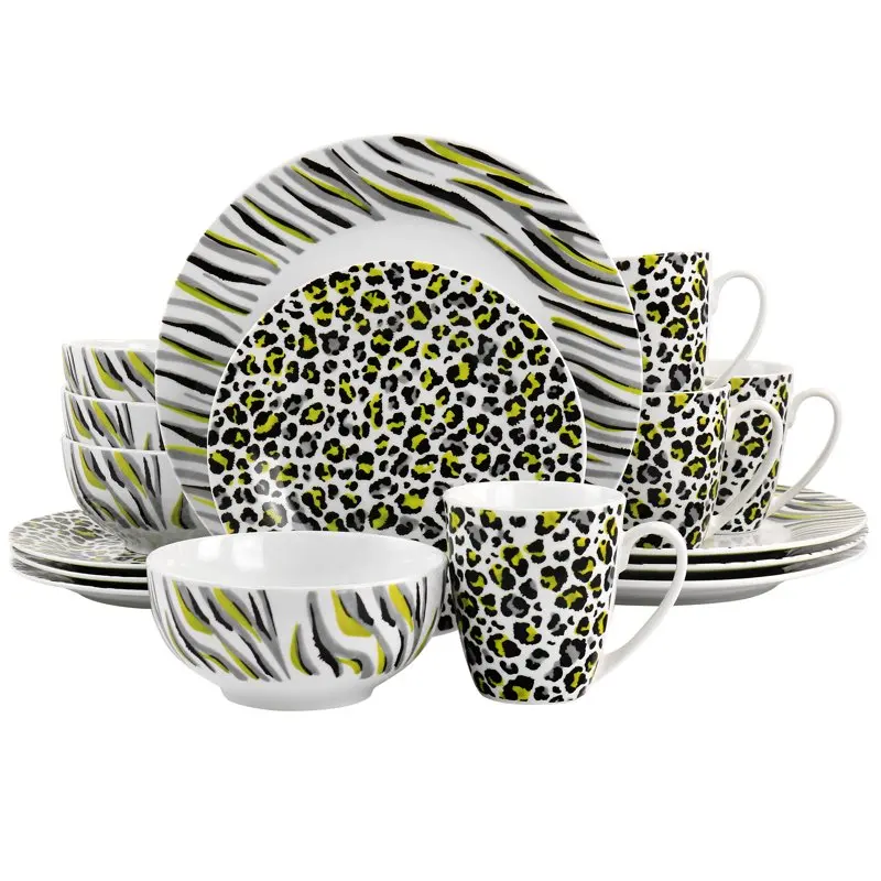

16 Piece Fine Ceramic Safari Dinnerware Set