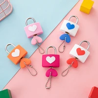 40mm colorful small lock rubber sleeve heart shaped padlocks colorful concentric locks wishing locks student secret padlock