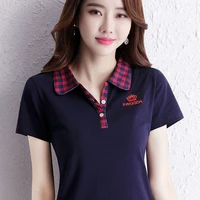 women cotton plain solid blue navy polo shirt ladies short sleeve printing polo shirt s 3xl shirts tops pullover jumper j367