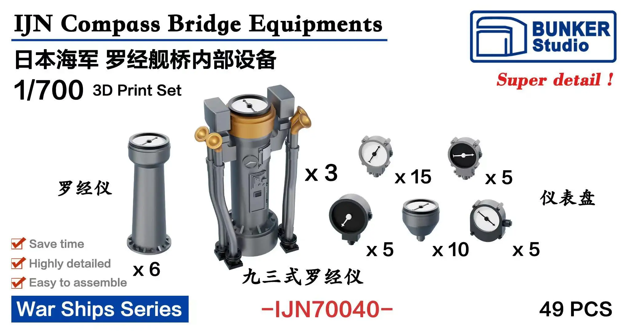 Военные корабли серии IJN с компасом мостовое оборудование для бункера IJN70040 1/700