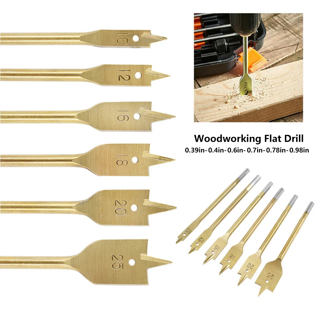 

Pack of 6 Wood Drills Bits Carbon Steel Accuracy Woodworking Accessory Drilling Handrill Hex Shank Woodtool Carpentry