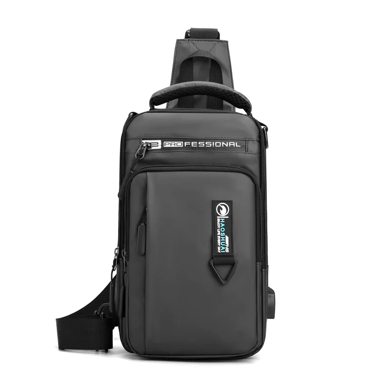 Men's Multifunctional Chest Bag Outdoor Leisure Shoulder Messenger Bag USB Rechargeable Chest Bag Travel Anti-theft Backpack