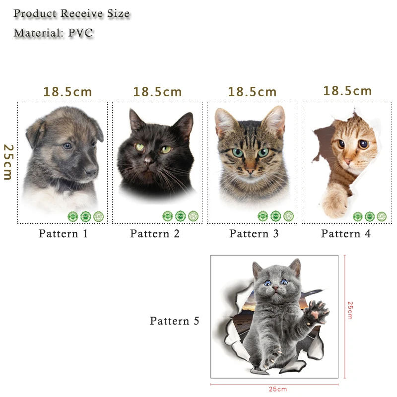 

Cute Cats Dog 3D Wall Sticker For Living Room Children's Room Home Decoration Art Decals Mural Kitten Puppy Stickers Wallpaper