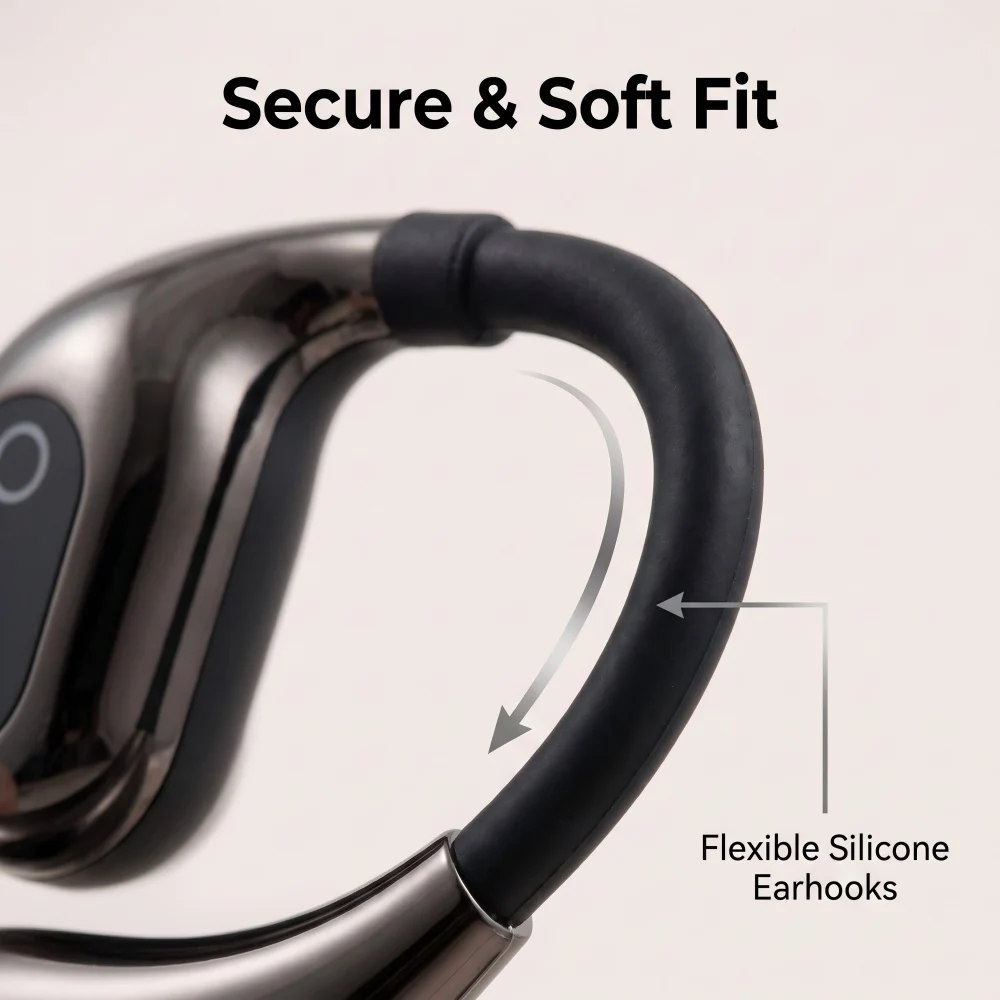 Беспроводные наушники NULOXO Open Ear Bluetooth 5.4 OWS с микрофоном, IPX5, 25 часов работы, с заушными креплениями для спорта, бега и тренировок (art.: 3920dc7be49a0) - 3920dc7be49a0