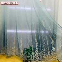 2022 modern minimalist gradient embroidered tulle curtain for bedroom living room study tulle custom